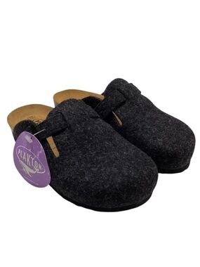 Plakton Clogs Women 6.5 37 Gray Blogg Felted Wool Cork Slip On Soft Footbed NEW